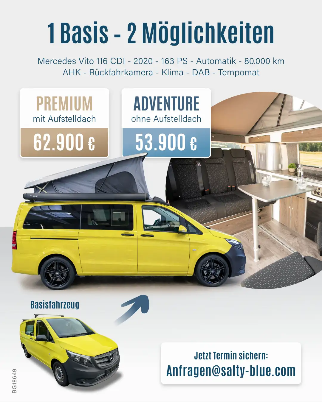 Mercedes Vito 116 CDI weiß mit Salty Blue Ausbau